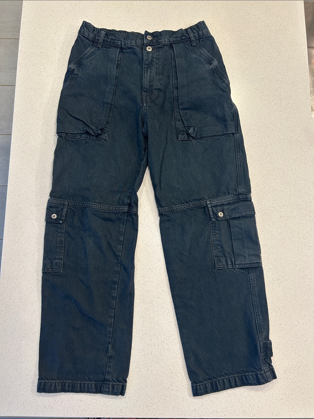 Free People Black Cargo Jeans